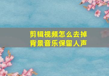 剪辑视频怎么去掉背景音乐保留人声