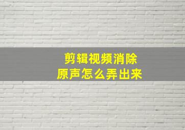 剪辑视频消除原声怎么弄出来