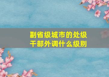 副省级城市的处级干部外调什么级别