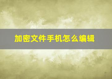 加密文件手机怎么编辑