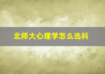 北师大心理学怎么选科