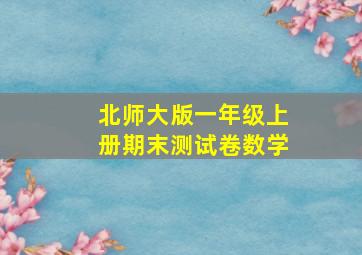 北师大版一年级上册期末测试卷数学