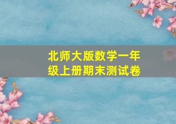 北师大版数学一年级上册期末测试卷