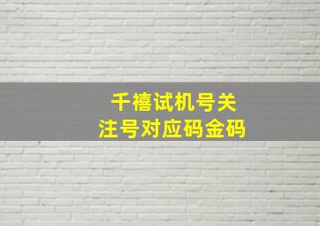 千禧试机号关注号对应码金码