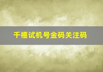 千禧试机号金码关注码