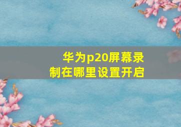 华为p20屏幕录制在哪里设置开启