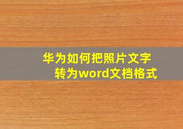 华为如何把照片文字转为word文档格式