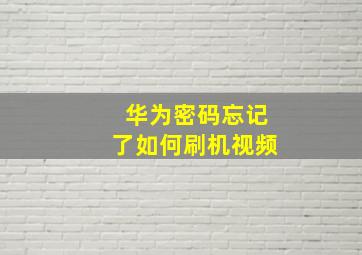 华为密码忘记了如何刷机视频