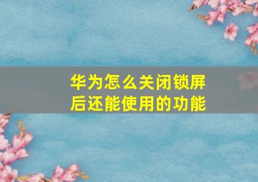 华为怎么关闭锁屏后还能使用的功能