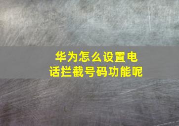 华为怎么设置电话拦截号码功能呢