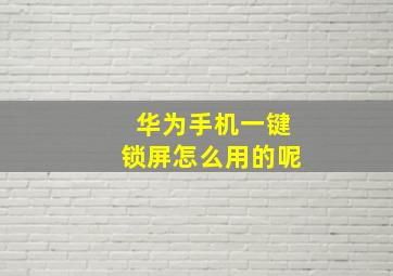 华为手机一键锁屏怎么用的呢