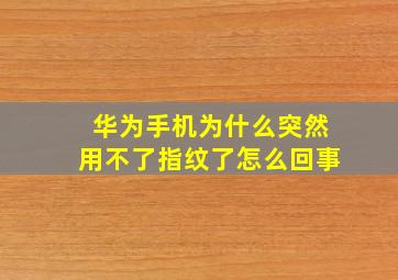 华为手机为什么突然用不了指纹了怎么回事