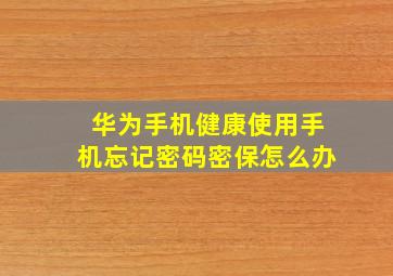 华为手机健康使用手机忘记密码密保怎么办