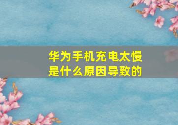 华为手机充电太慢是什么原因导致的