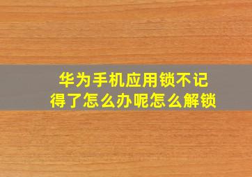 华为手机应用锁不记得了怎么办呢怎么解锁