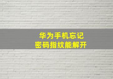 华为手机忘记密码指纹能解开