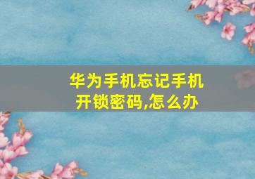 华为手机忘记手机开锁密码,怎么办