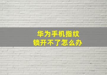 华为手机指纹锁开不了怎么办