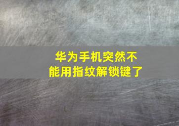 华为手机突然不能用指纹解锁键了