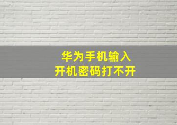 华为手机输入开机密码打不开