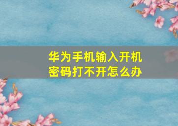 华为手机输入开机密码打不开怎么办