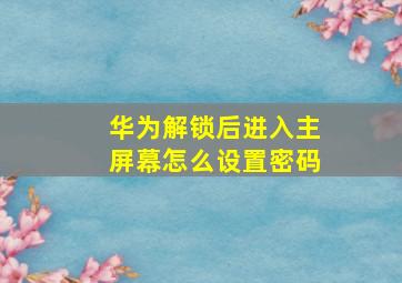 华为解锁后进入主屏幕怎么设置密码