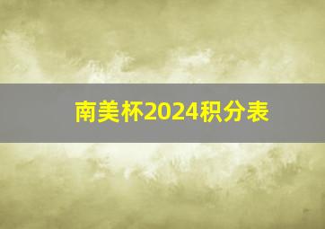 南美杯2024积分表