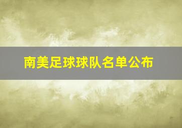 南美足球球队名单公布