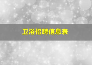 卫浴招聘信息表