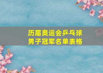 历届奥运会乒乓球男子冠军名单表格