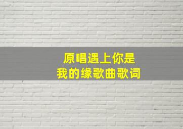 原唱遇上你是我的缘歌曲歌词