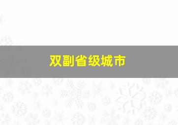 双副省级城市