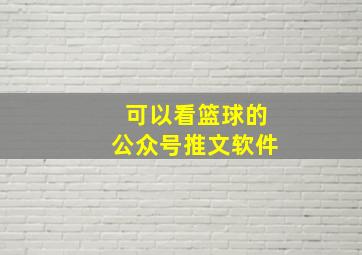 可以看篮球的公众号推文软件