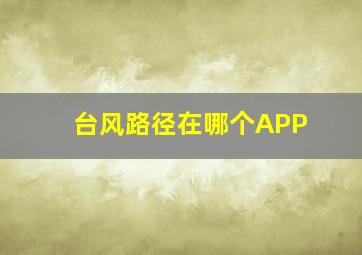 台风路径在哪个APP