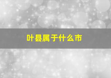 叶县属于什么市