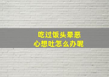 吃过饭头晕恶心想吐怎么办呢