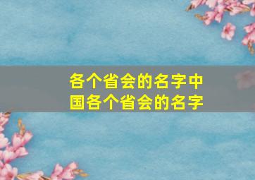 各个省会的名字中国各个省会的名字