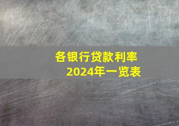 各银行贷款利率2024年一览表