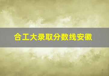 合工大录取分数线安徽