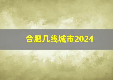 合肥几线城市2024