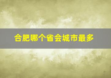 合肥哪个省会城市最多