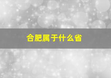 合肥属于什么省