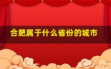 合肥属于什么省份的城市