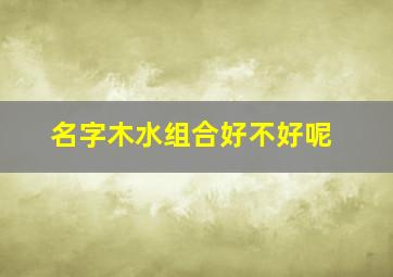 名字木水组合好不好呢