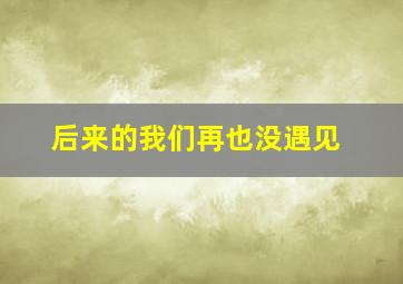 后来的我们再也没遇见