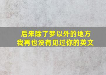 后来除了梦以外的地方我再也没有见过你的英文