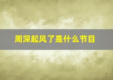 周深起风了是什么节目