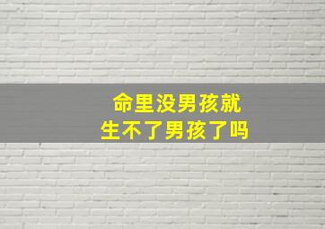 命里没男孩就生不了男孩了吗