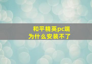 和平精英pc端为什么安装不了