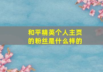 和平精英个人主页的粉丝是什么样的